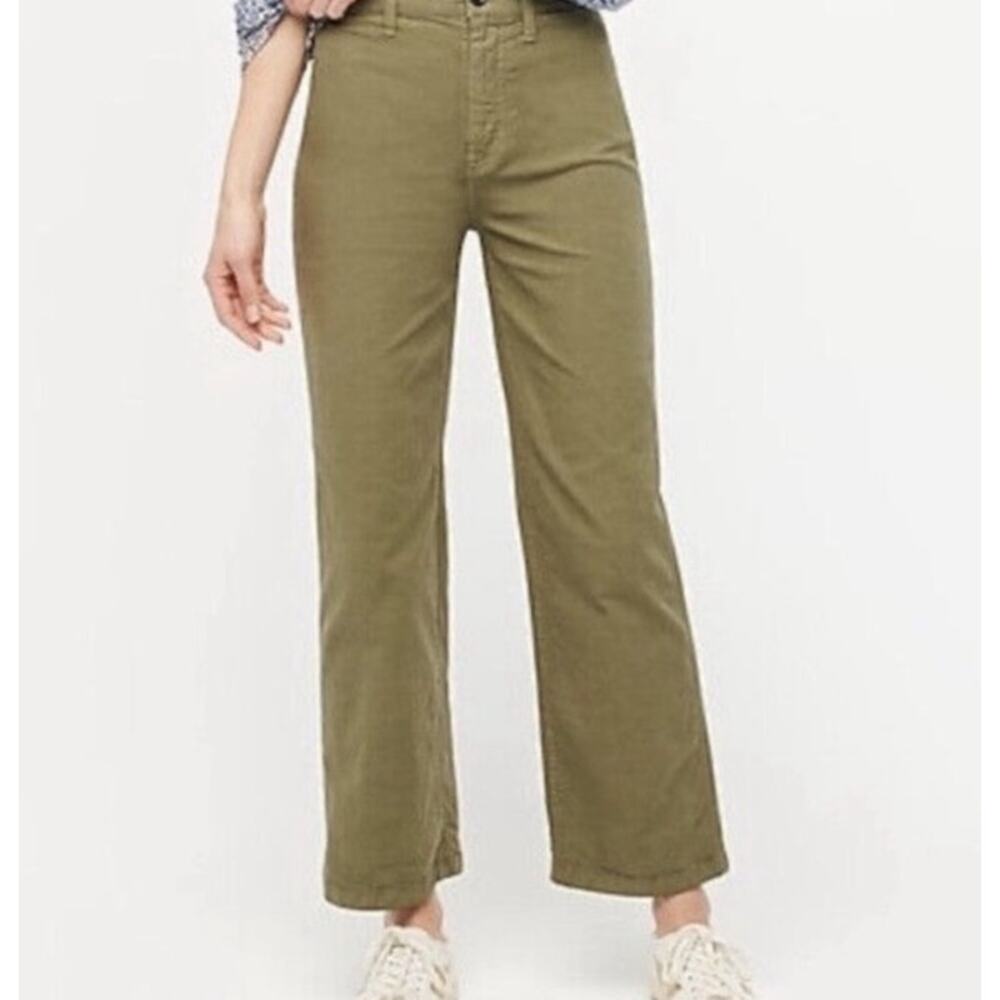 J Crew Slim Wide Leg Pant Olive Green Women's 27